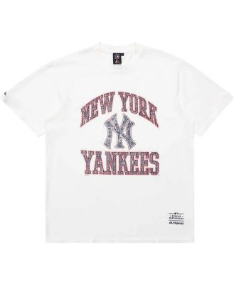 Men's NY Yankees Cracked Puff Arch Tee, White /
