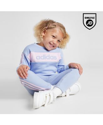 adidas Girls' Linear Colour Block Crew Tracksuit Infant