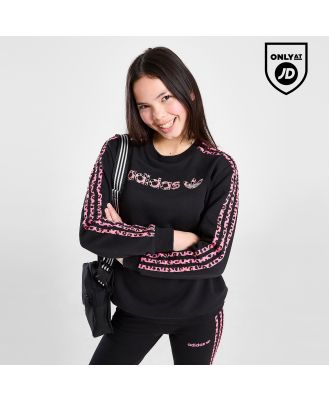 adidas Originals Girls' Leopard Infill Crew Sweatshirt Junior