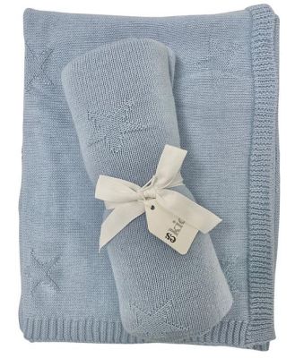 Knitted Baby Blanket - Blue Star