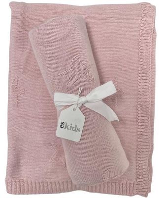 Knitted Baby Blanket - Pink Star