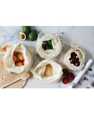 Organic Cotton Produce Bags Mixed set of 4