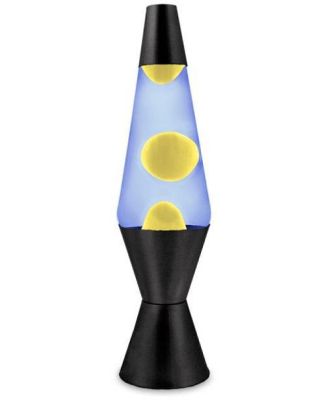 Blue and Yellow Lava Lamp with Black Base