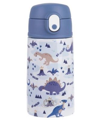 Oasis Kids Stainless Steel Double Wall Insulated Drink Bottle with Sipper (400ml) Dinosaur Land