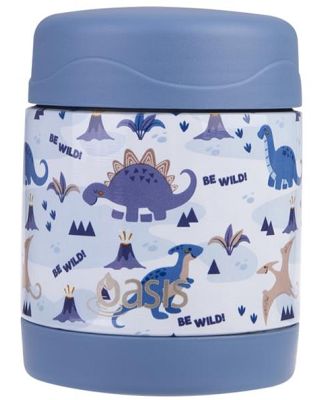 Oasis Kids Stainless Steel Double Wall Insulated Kids Food Flask (300ml) Dinosaur Land