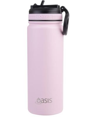 Oasis Stainless Steel Double Wall Insulated Challenger Sports Bottle with Sipper Straw (550ml) Carnation