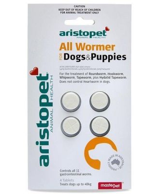Aristopet Intestinal All Wormer Tablets for Puppies and Small Dogs - 4 Pack