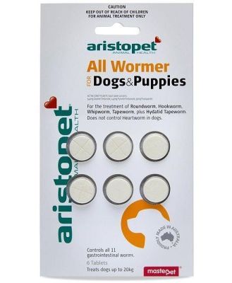 Aristopet Intestinal All Wormer Tablets for Puppies and Small Dogs - 6 Pack