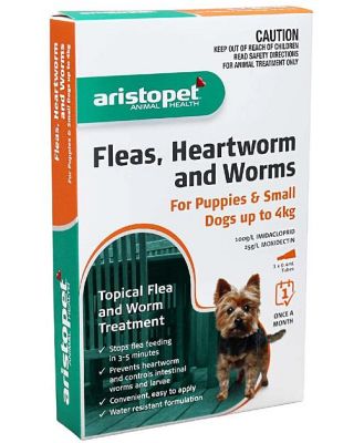 Aristopet Spot-on Flea, Heartworm & All-Wormer - Puppies & Dogs up to 4kg 3-pack