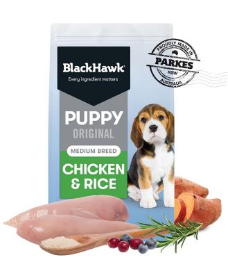 Black Hawk Original Chicken & Rice Puppy Dry Dog Food - Medium Breeds - 10kg