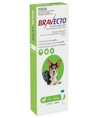 Bravecto Spot-on Flea & Tick Treatment for Dogs 10-20kg - Protects up to 6 Months