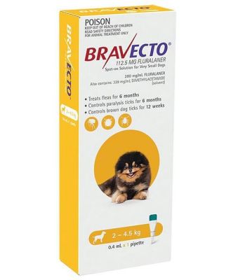 Bravecto Spot-on Flea & Tick Treatment for Dogs 2-4.5kg