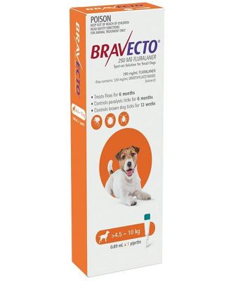 Bravecto Spot-on Flea & Tick Treatment for Dogs 4.5-10kg - Protection up to 6 Months