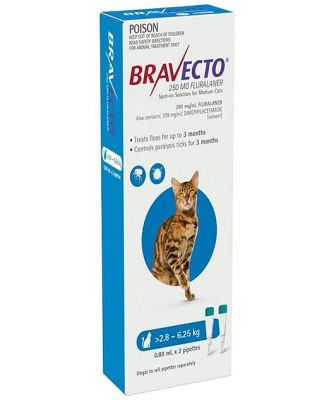 Bravecto Topical Spot-On - 6 months Flea & Tick Protection - For Cats 2.8-6.25kg