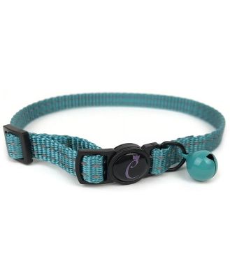 Cattitude Classic Reflective Cat Collar with Breakaway Safety Clip & Bell - Turquoise