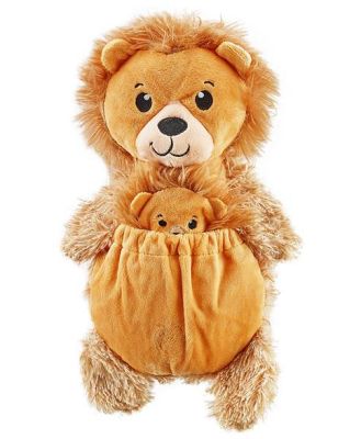 Charming Pet Pouch Pals Plush Dog Toy - Lion with Baby in Pouch