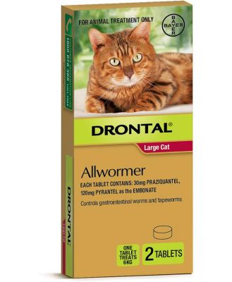 Drontal All-Wormer for Big Cats Up to 6kg - 2 Tablets