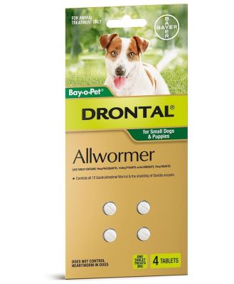 Drontal All-Wormer for Small Dogs & Puppies to 3kg - 4 Tablets