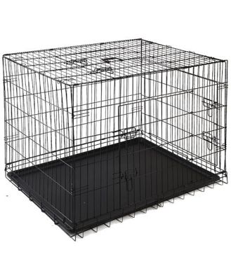 Portable Black Steel Rust-Resistant Dog Crate Foldable with Leak-Proof Trayze 42