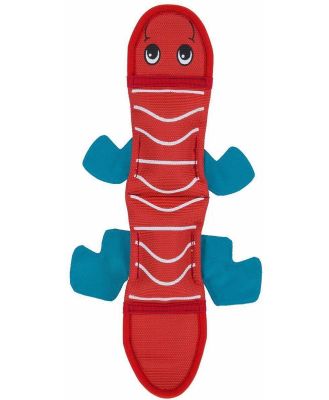 Fire Biterz Tough Squeaker Dog Toy by Outward Hound - 3 Squeaker Lizard - Red