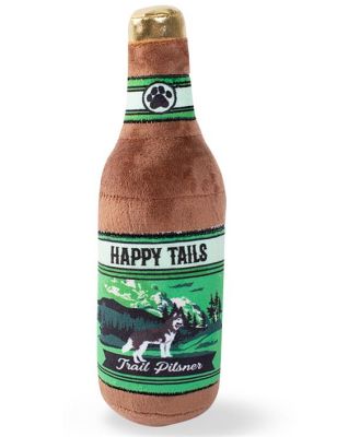 Fringe Studio Plush Squeaker Dog Toy - Happy Tails Beer Bottle