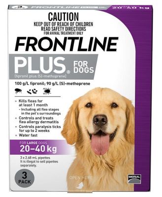 Frontline Plus Flea & Tick Protection for Dogs 20-40kg - 3 Pack