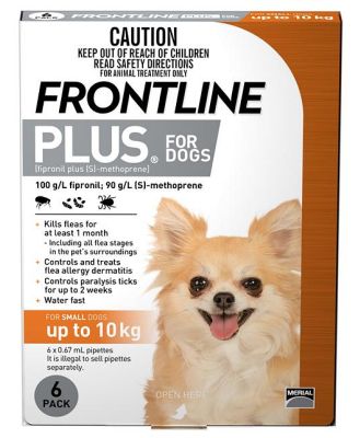 Frontline Plus Flea & Tick Protection for Dogs up to 10kg - 6 Pack