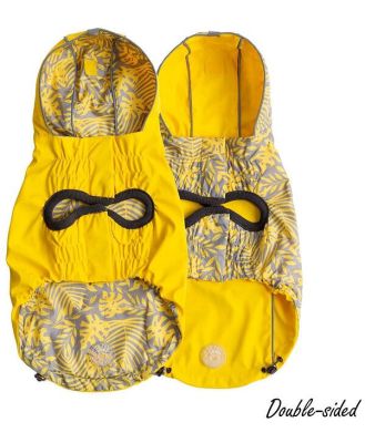 GF Pet Reversible Elasto-Fit Dog Raincoat in Yellow/Leaves  - XS