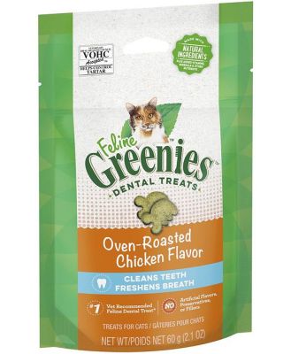 Greenies Feline Cat Dental Treats Oven Roasted Chicken Flavor 60g x 10 Packs