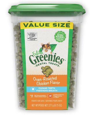 Greenies Feline Cat Dental Treats Oven Roasted Chicken Flavour 277g Tub
