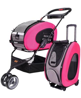 IBIYAYA 5-in-1 Combo EVA pet Carrier & Stroller Backpack - Hot Pink