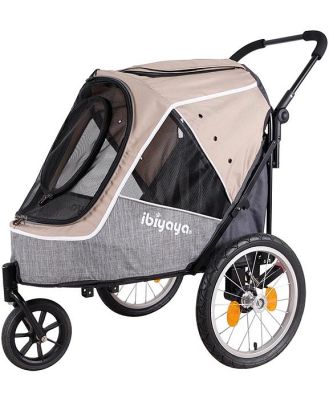Ibiyaya Happy Pet Stroller Pram Jogger 2.0 - New and Improved w/ Bicycle Attachment - Latte