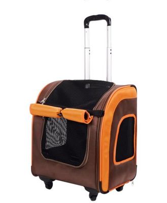 Ibiyaya New Liso Backpack Parallel Transport Pet Trolley- Orange/Brown