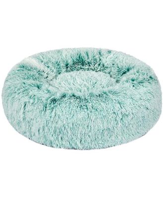 Pet Bed Cat Dog Donut Nest Calming Mat Soft Plush Kennel - Teal -