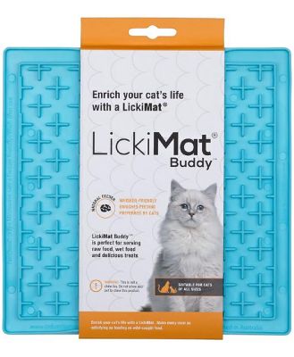 Lickimat Buddy Original Slow Food Anti-Anxiety Licking Mat for Cats - Blue