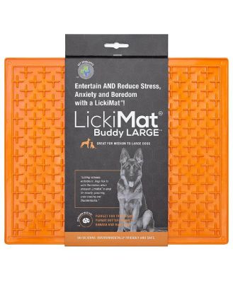 Lickimat Buddy Original Slow Food Anti-Anxiety Licking Mat for Dogs - X-Large - Orange