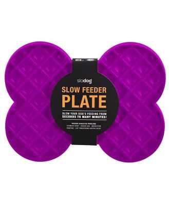 SloDog No Gulp Bone-Shaped Slow Food Bowl for Dogs - Purple