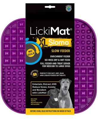 LickiMat Slomo Wet & Dry Double Slow Food Dog Bowl - X-Large Purple