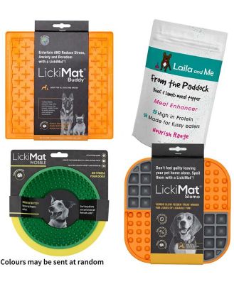 Lickimat Slow Food and Anti-Anxiety Bowls for Dogs - 4 Item Super Bundle