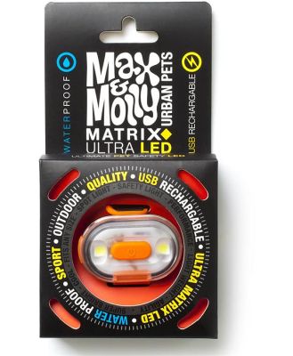 Max & Molly Matrix Ultra LED Harness/Collar Safety light- Orange