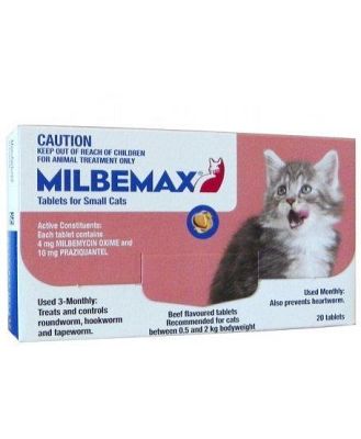 Milbemax All Wormer Beef-Flavoured Tablet for Small Cats under 2kg - 20 Pack