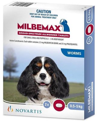 Milbemax All-Wormer for Puppies and Small Dogs Up to 5kg - 2 Tablets (1 every 3 months)