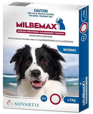 Milbemax Intestinal All-Wormer for Dogs 5-25kg - Pack of 2 Tablets