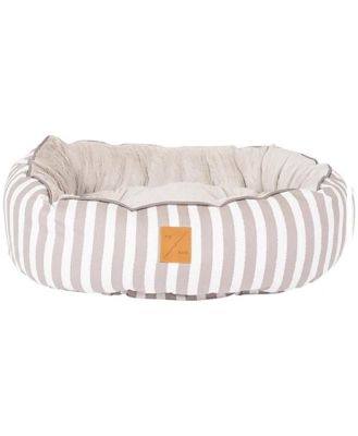 Mog & Bone 4 Seasons Reversible Dog Bed - Latte Hamptons Stripe -