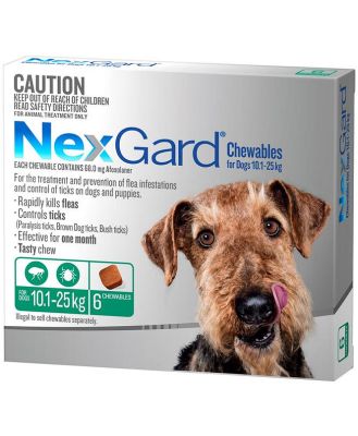NEXGARD FOR DOGS 10.1-25KG - Green 6 Pack