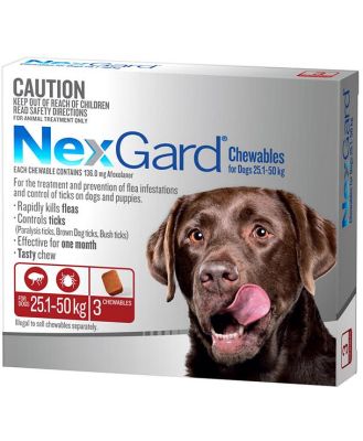 NEXGARD FOR DOGS 25.1-50KG - Red 3 Pack