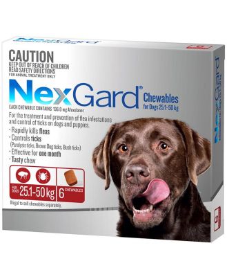 NEXGARD FOR DOGS 25.1-50KG - Red 6 Pack