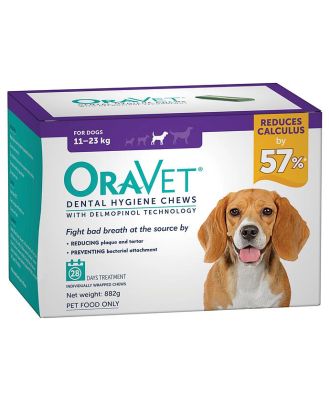 Oravet Plaque & Tartar Control Chews for Medium Dogs 11-23kg - 28-pack