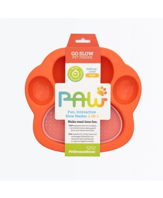 PAW 2-in-1 Slow Mini Slow Feeder & Lick Pad for Cats & Small Dogs - Orange