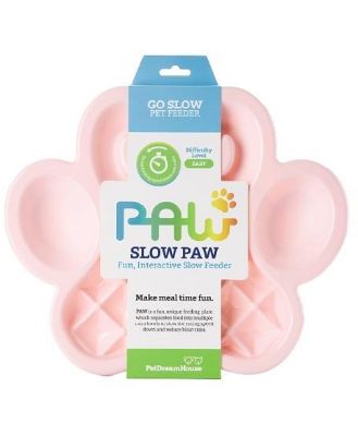 PAW Slow Feeder Wet & Dry Food Bowl for Cats & Dogs - Pink